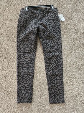 Women's Leopard Print Skinny Jeans - Black and Brown